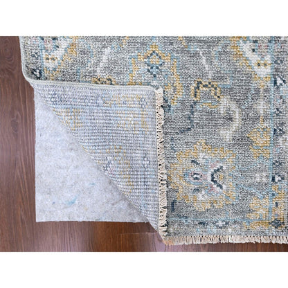 2'7"X8'5" Fossil Gray Oushak Design Hand Knotted Pure Wool Runner Rug