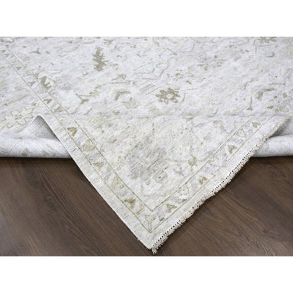 9'X12' Gray Vintage Tebraz All Over Design Hand Knotted Oxidized Wool Rug