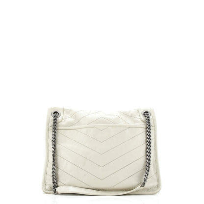 Saint Laurent Niki Chain Flap Bag Matelasse Chevron Leather Medium