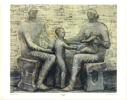 Henry Moore Family Group " Offset Lithograph Modernism