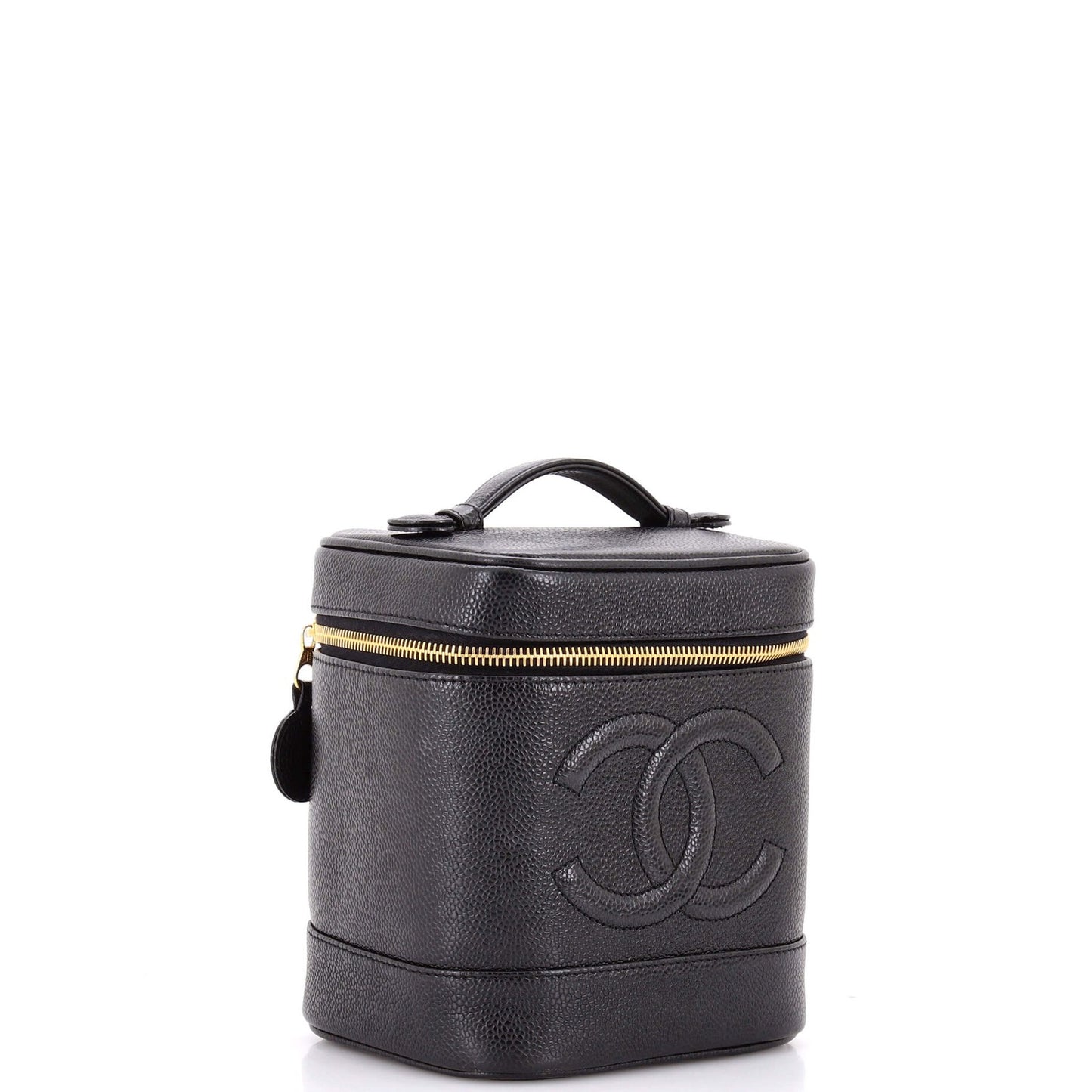 Chanel Vintage Timeless Cosmetic Case Caviar Tall