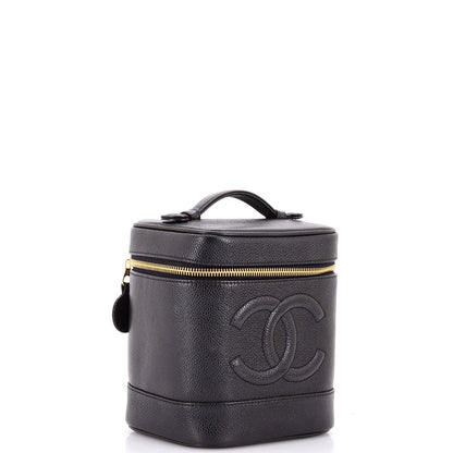 Chanel Vintage Timeless Cosmetic Case Caviar Tall