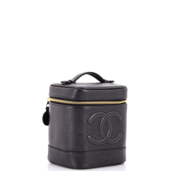 Chanel Vintage Timeless Cosmetic Case Caviar Tall