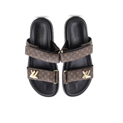 Louis Vuitton Women'S Sunset Comfort Flat Mules Monogram Canvas