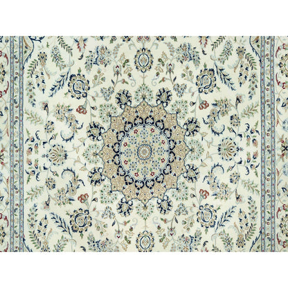 8'10"X12'3" Huron White Hand Knotted Nain Vibrant Wool Oriental Rug