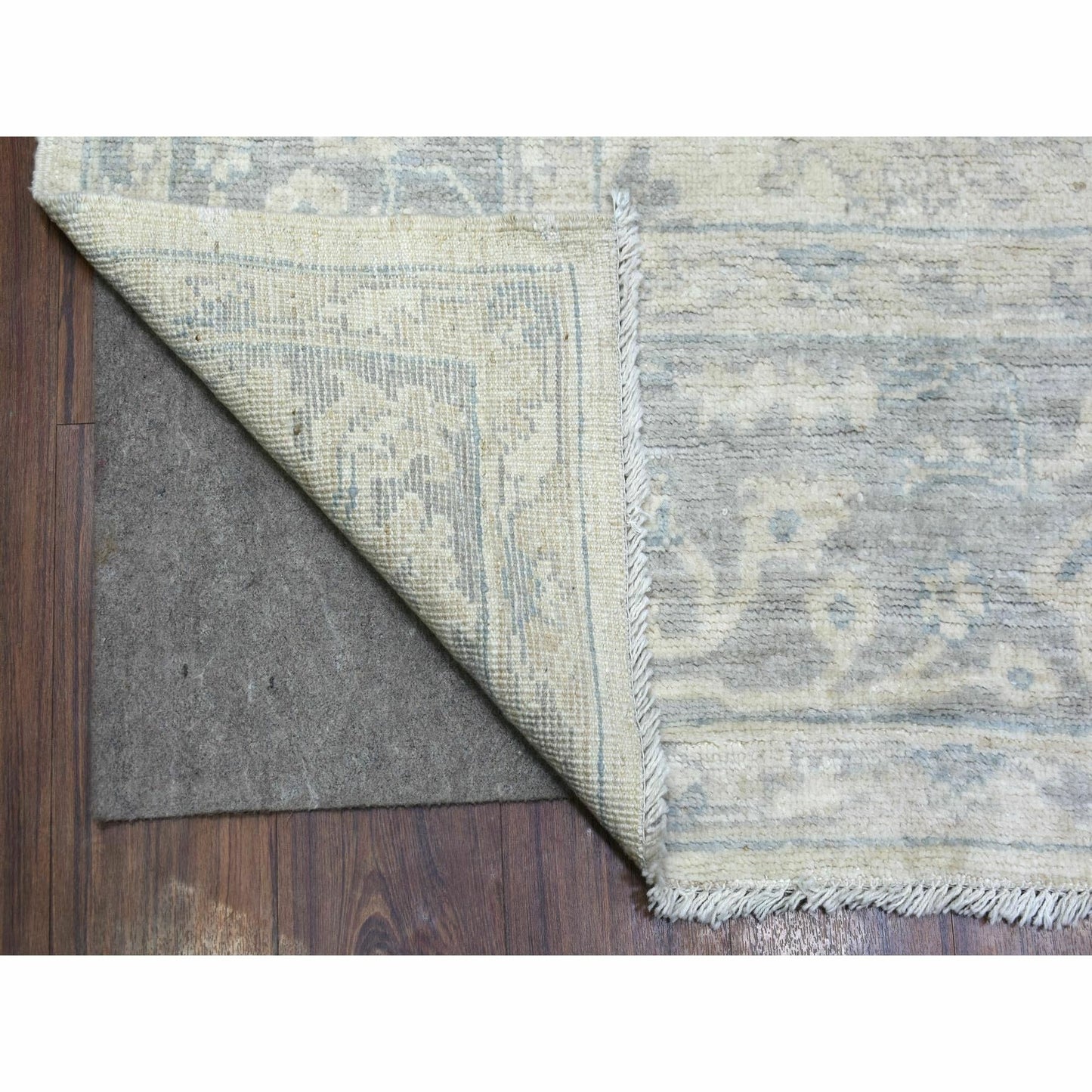 Rug 8'1"x9'8"Gray Afghan Angora Oushak Hand Knotted Natural Wool Oriental