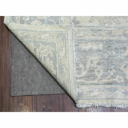 Rug 8'1"x9'8"Gray Afghan Angora Oushak Hand Knotted Natural Wool Oriental