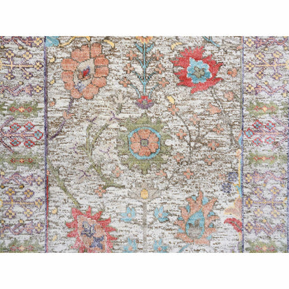 2'2"X3'1" Beige Silk With Textured Wool Hand Knotted Oriental Mat Rug
