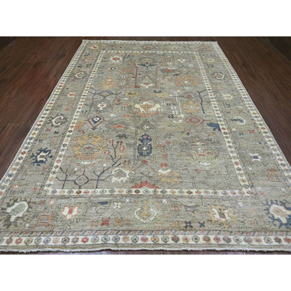 8'6"X11'2" Khaki Brown 100% Wool Afghan Angora Oushak Hand Knotted Rug