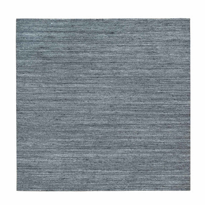 8'1"X8'1" Arsenic Gray Modern Striae Design Wool Hand Loomed Square Rug