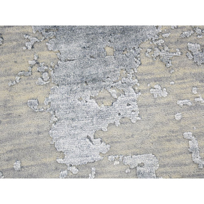 7'10"X7'10" Round Abstract Wool & Silk Denser Weave Hand Knotted Rug