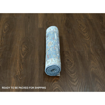 2'X3' Gray Hand Knotted Broken Erased Zoroastrian Design All Wool Mat Rug