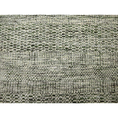 10'X10' Green Wool Round Rug Hand Knotted Oxidized Grass Design Oriental