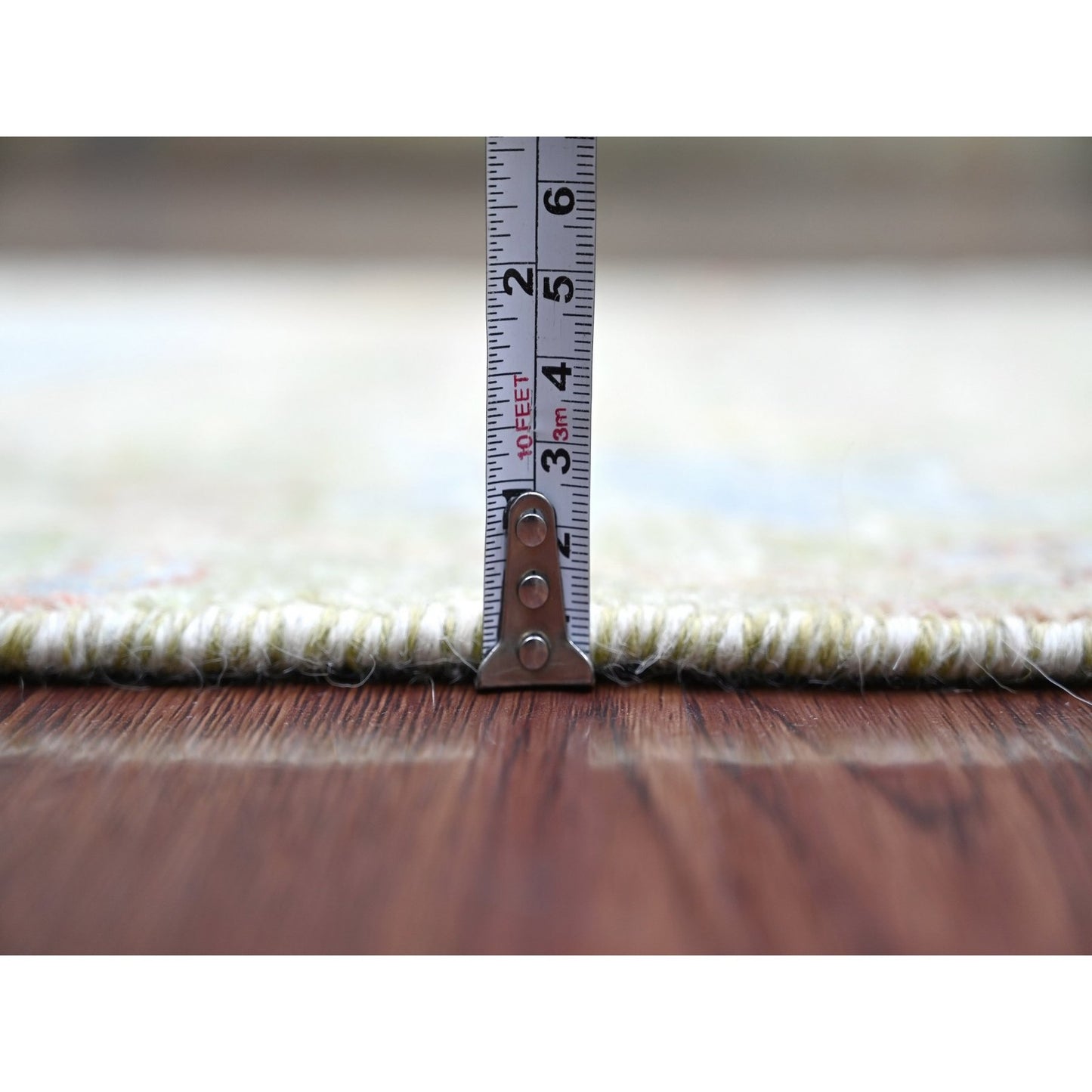 2'X3' Green Wool Rug Peshawar Birds Of Paradise Design Hand Knotted Mat