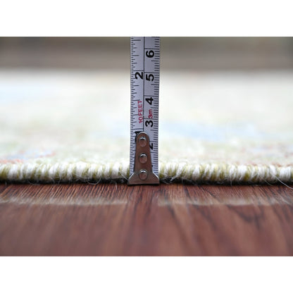 2'X3' Green Wool Rug Peshawar Birds Of Paradise Design Hand Knotted Mat