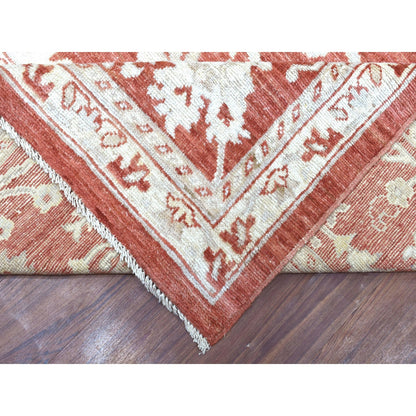 11'9"X14'9" Angora Oushak Hand Knotted Brick Red Soft Wool Oversized Rug