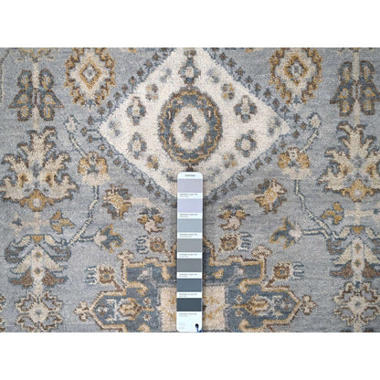 9'X12' Chrome Gray Organic Wool Karjihooz Design Hand Knotted Rug