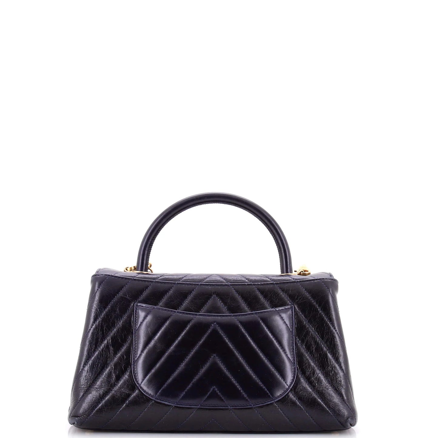 Chanel Coco Top Handle Bag Chevron Aged Calfskin Small