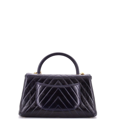 Chanel Coco Top Handle Bag Chevron Aged Calfskin Small