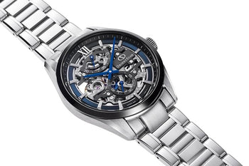 Unused Orient Star Skeleton Rk-Az0103L Blue Hand-Wound Unisex Watch In Box