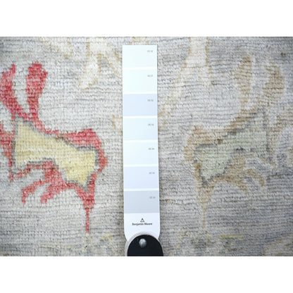 9'10"X9'10" Steel Blue Hand Knotted Wool Afghan Angora Oushak Rug