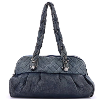 Chanel Lady Braid Zip Shoulder Bag Quilted Distressed Lambskin Large