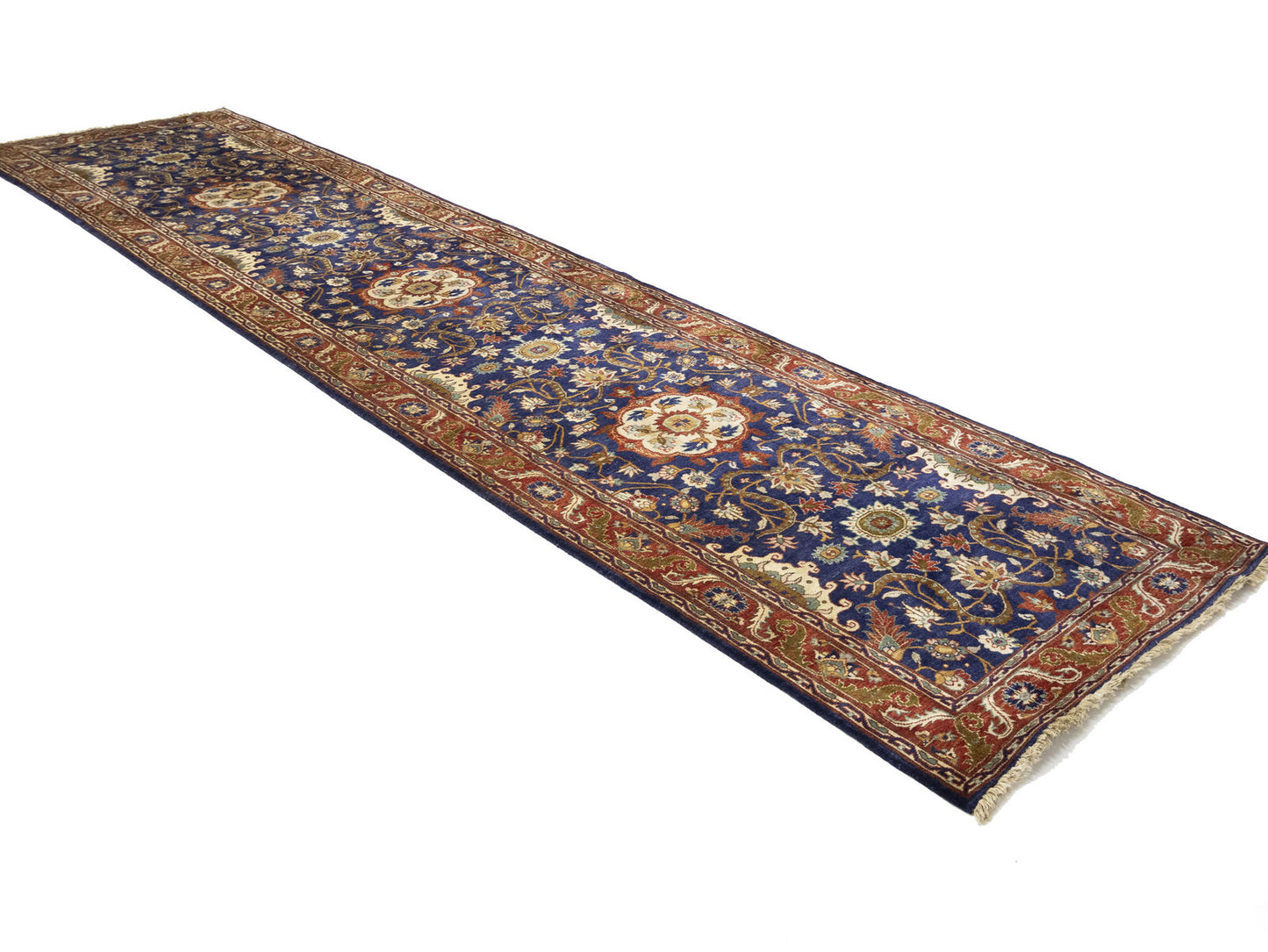 Hand-Knotted Wool Oriental Runner Rug Classic