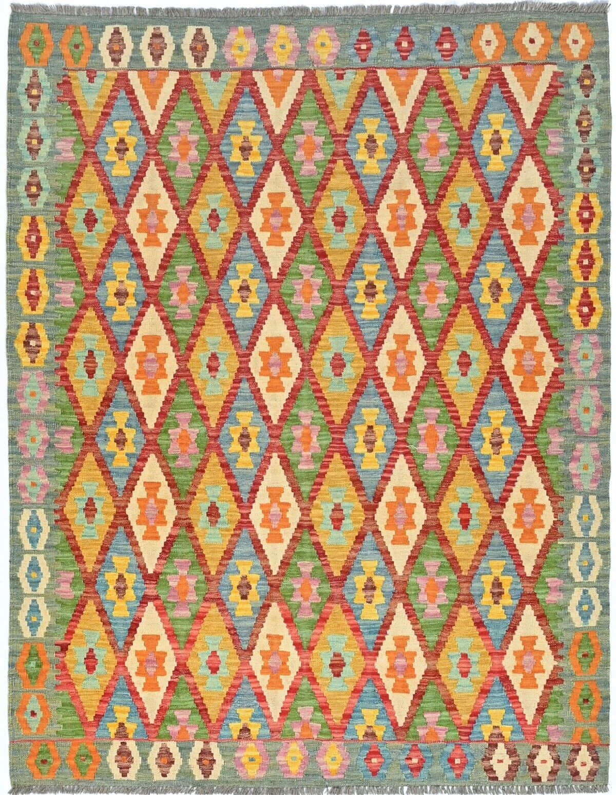 Reversible Kilim Oriental Rug Multicolored