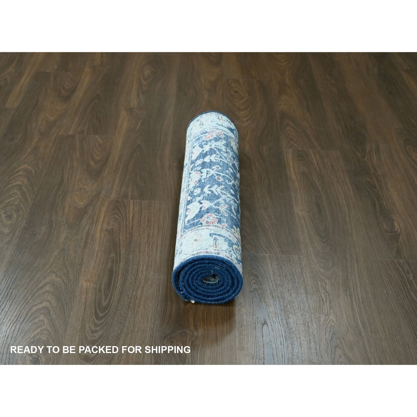 2'7"X5'9" Blue Erased Heris All Over Design Hand Knotted Wool Runner Rug