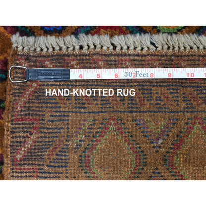 4'3"X6'2" Tribal Design Pure Wool Hand Made Colorful Afghan Village Rug