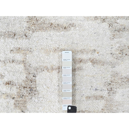 12'X14'10" Ivory Minimalist Swedish Design Hand Knotted Pure Wool Xl Rug