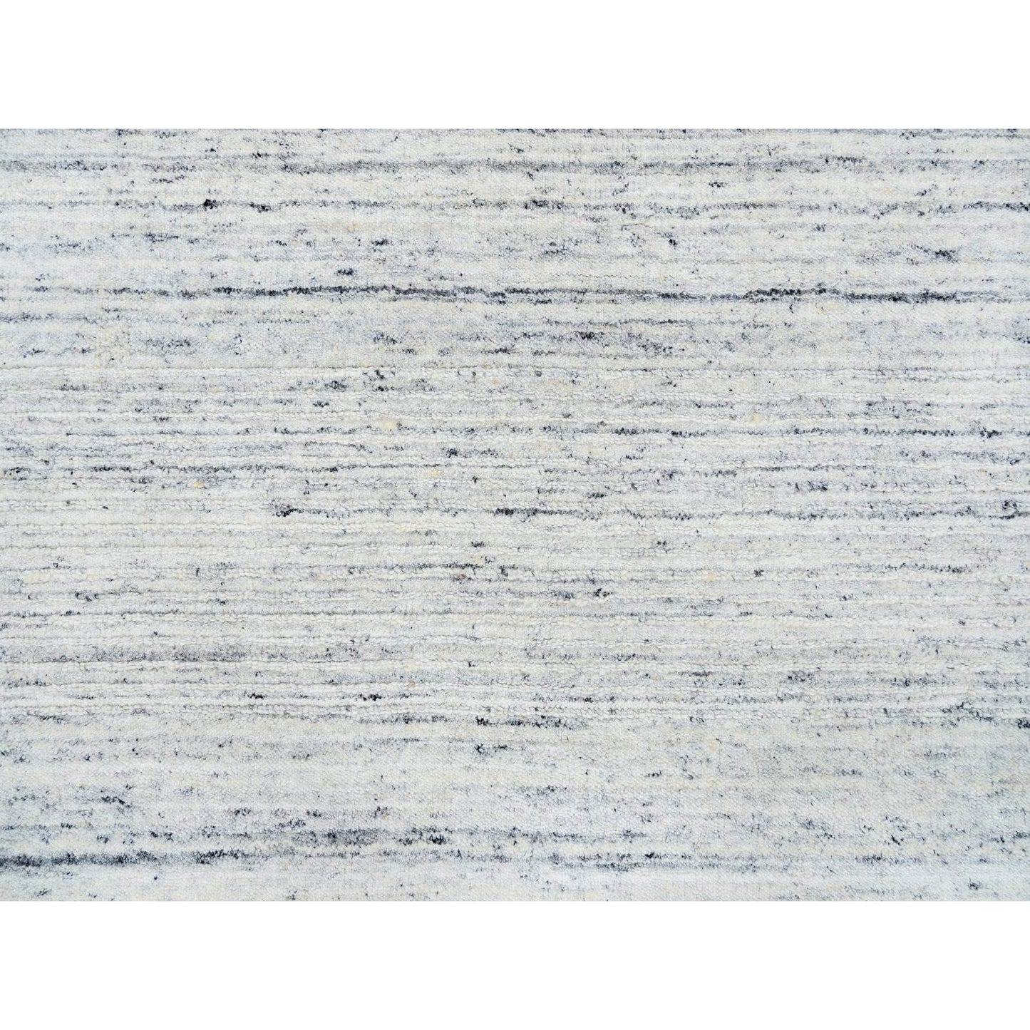 5'X7' Ivory Hand Loomed Plain Modern Striae Design Soft Wool Rug