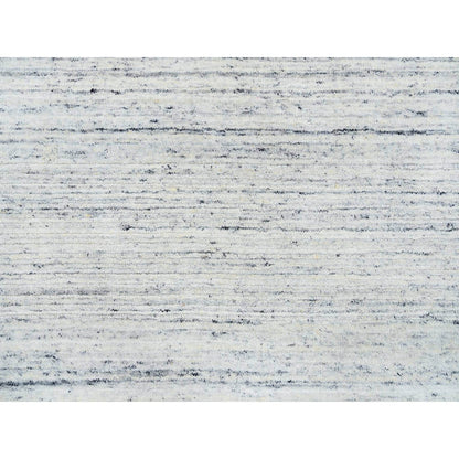 5'X7' Ivory Hand Loomed Plain Modern Striae Design Soft Wool Rug