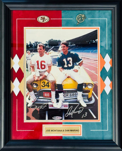 Joe Montana & Dan Marino Autographed Framed 8X10