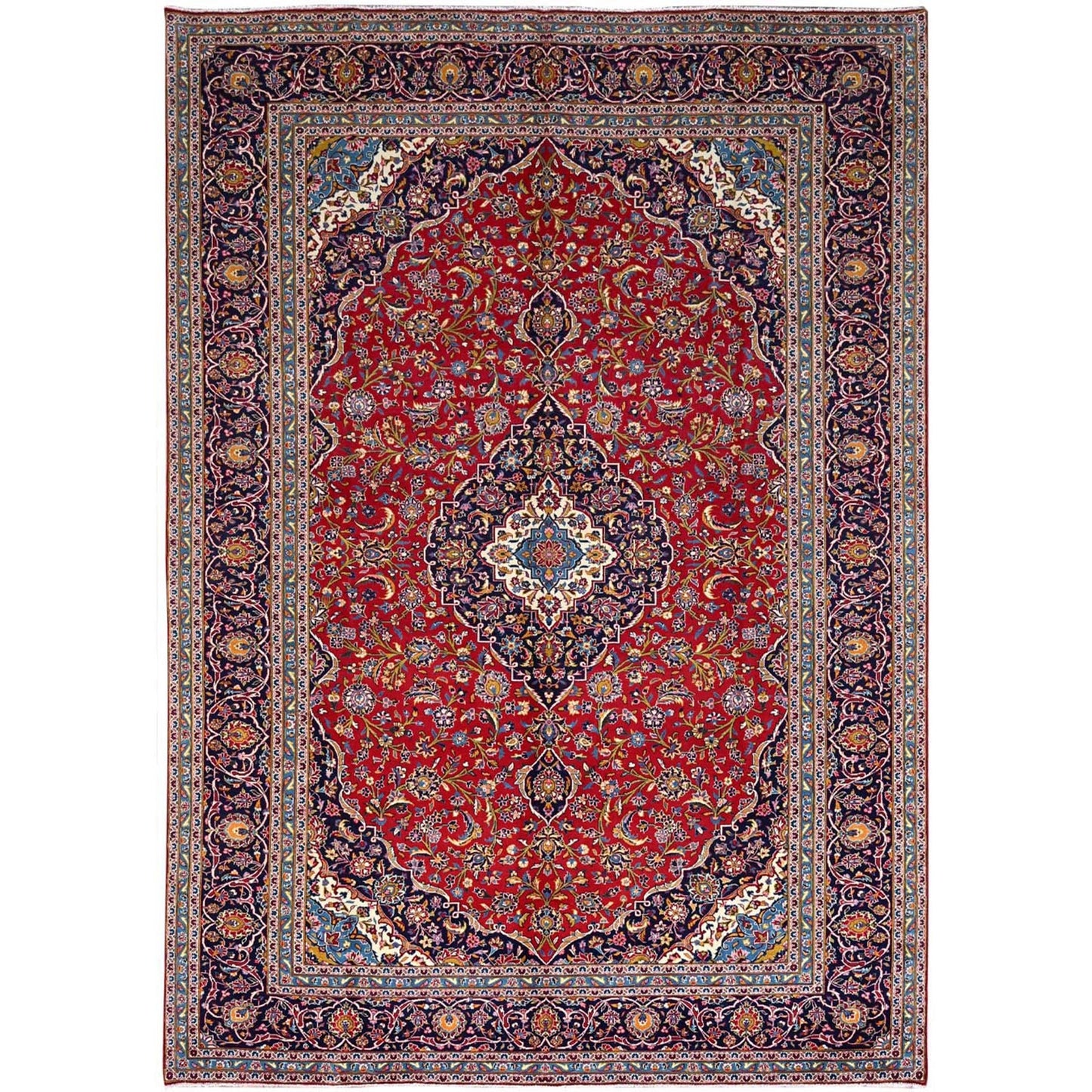 9'8"X12'10" Red Zoroastrian Kishoon Hand Knotted Soft Wool Oriental Rug