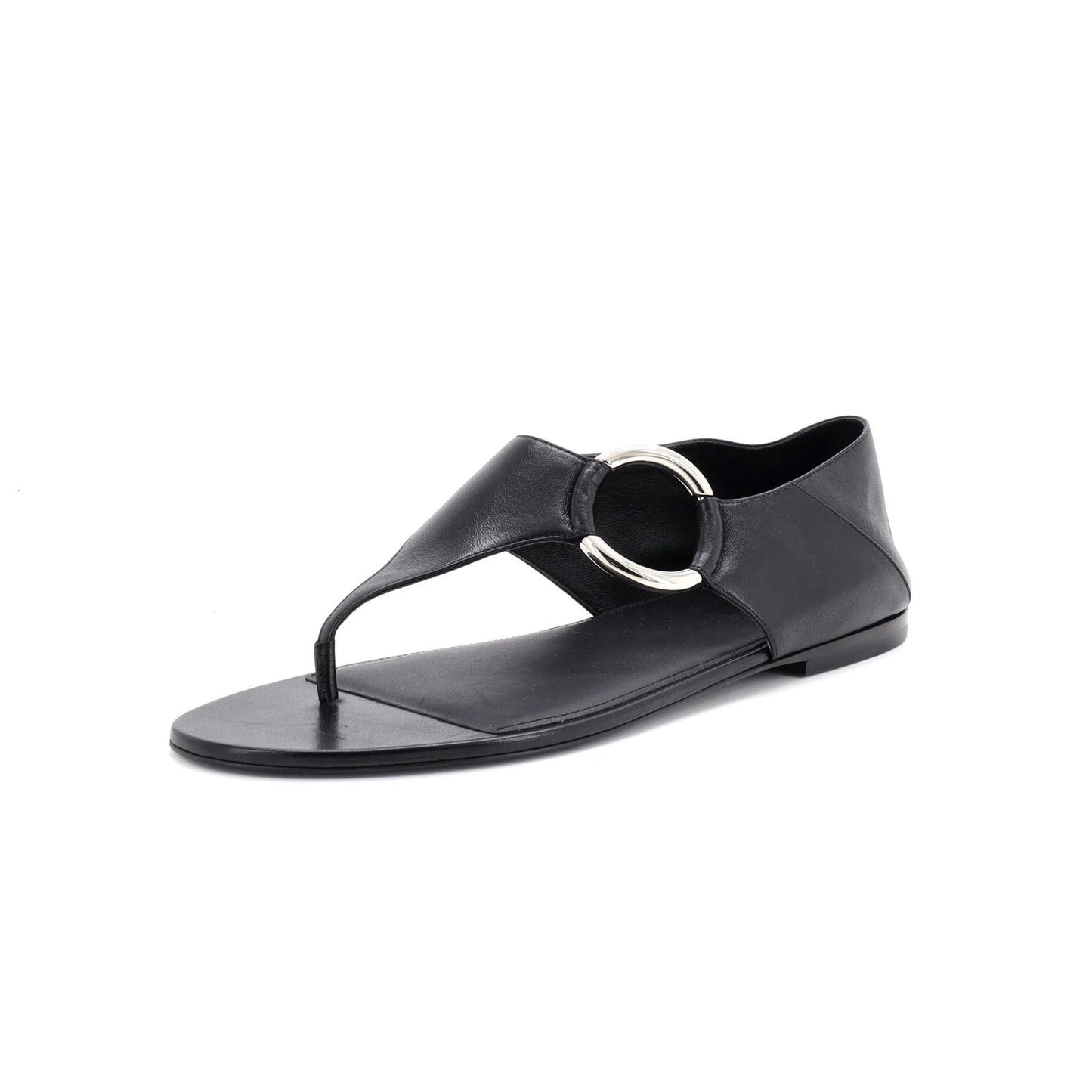 Saint Laurent Women'S Ring Flat Sandals Leather