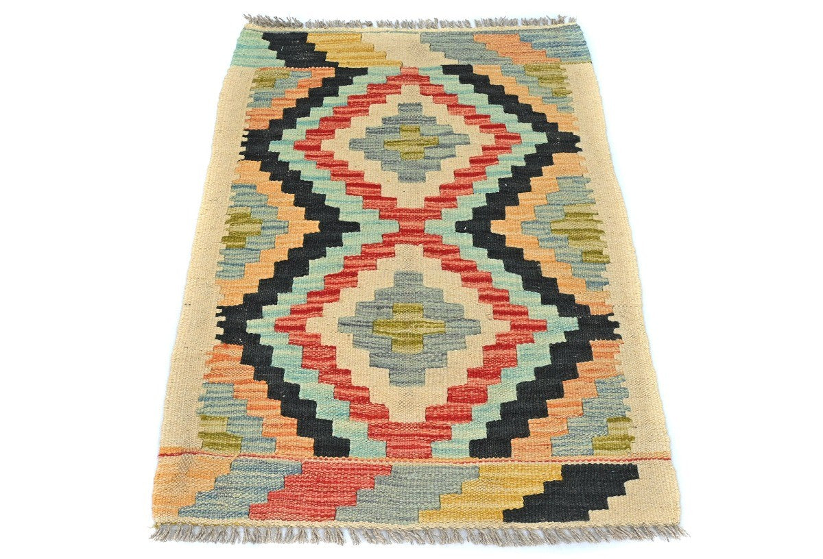 Reversible 2X3 Kilim Flat-Woven Oriental Rug Small Decor for Bedroom Bathroom