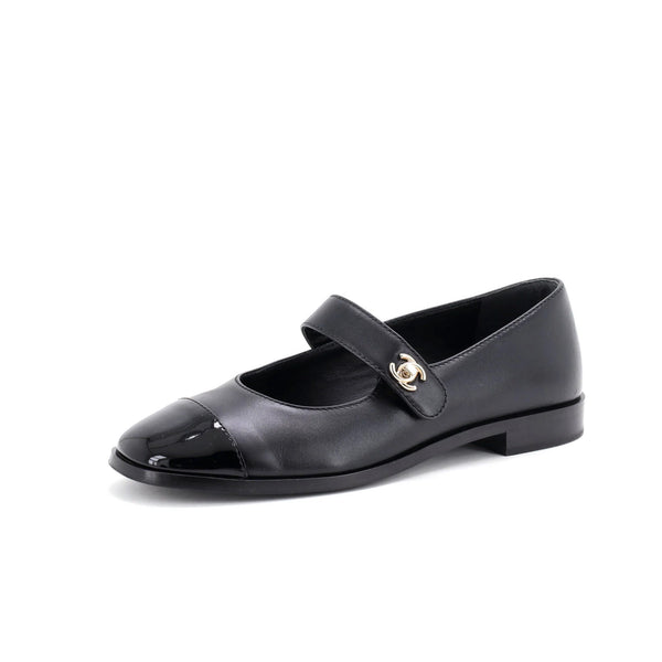 Chanel Women'S Cc Turnlock Mary Jane Flats Leather With Patent