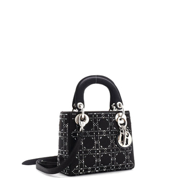 Christian Dior Lady Dior Bag Crystal Embellished Cannage Quilt Satin Mini