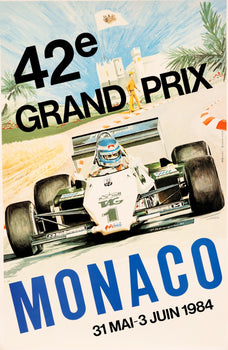 Monaco Grand Prix 1984 P. Brenguier Vintage French Race Car Poster