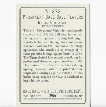 Justin Verlander 2005 Topps #272 Rookie Card