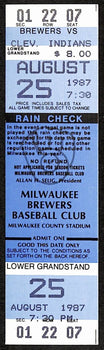 Paul Molitor Hit Streak 39 Games 8/25/1987 Indians Vs Brewers Full Ticket 187552