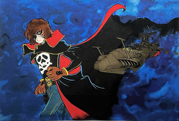 Captain Harlock My Youth In Arcadia Signed Original Silkscreen Print Framed Blue