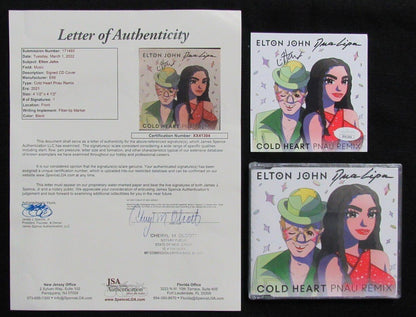 Elton John Autographed Elton & Dua "Cold Heart Pnau Remix" Cd Insert - Jsa Loa