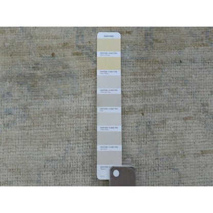 4'X5'10" Gray Hand Knotted Afghan Angora Oushak Soft Wool Oriental Rug