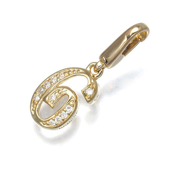 Yukizaki Pendant Nombre Putit Diamond 0.04Ct Number No.6 Charm 18K Yg