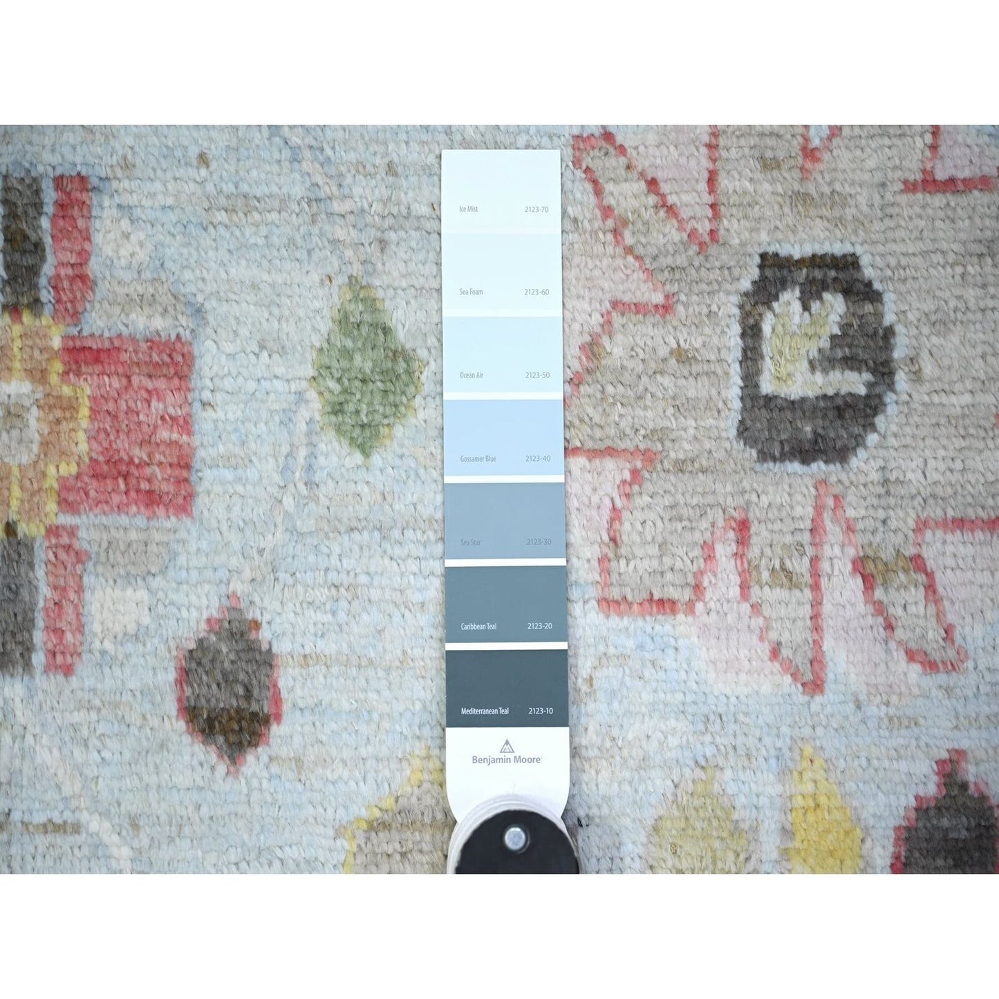 8'2"X10'5" Powder Blue Afghan Angora Oushak Soft Wool Hand Knotted Rug
