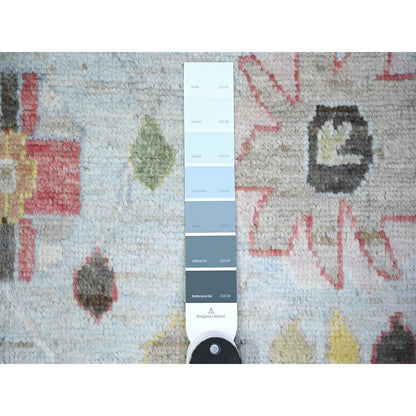 8'2"X10'5" Powder Blue Afghan Angora Oushak Soft Wool Hand Knotted Rug