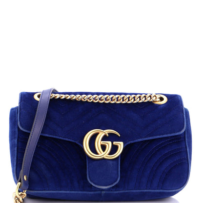 Gucci Gg Marmont Flap Bag Matelasse Velvet Small