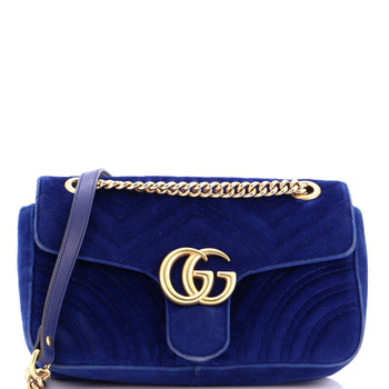 Gucci Gg Marmont Flap Bag Matelasse Velvet Small